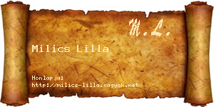 Milics Lilla névjegykártya